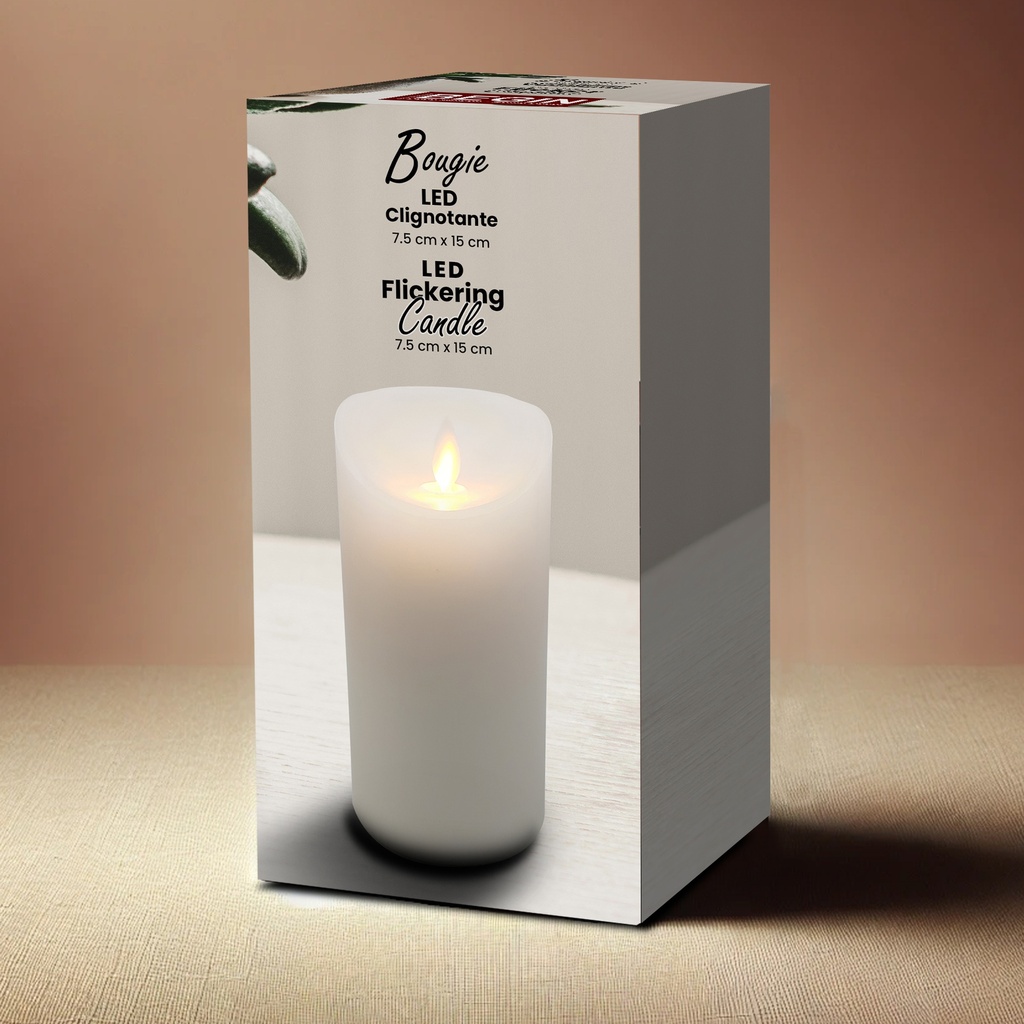 LED Flickering Candle 7.5 x 15