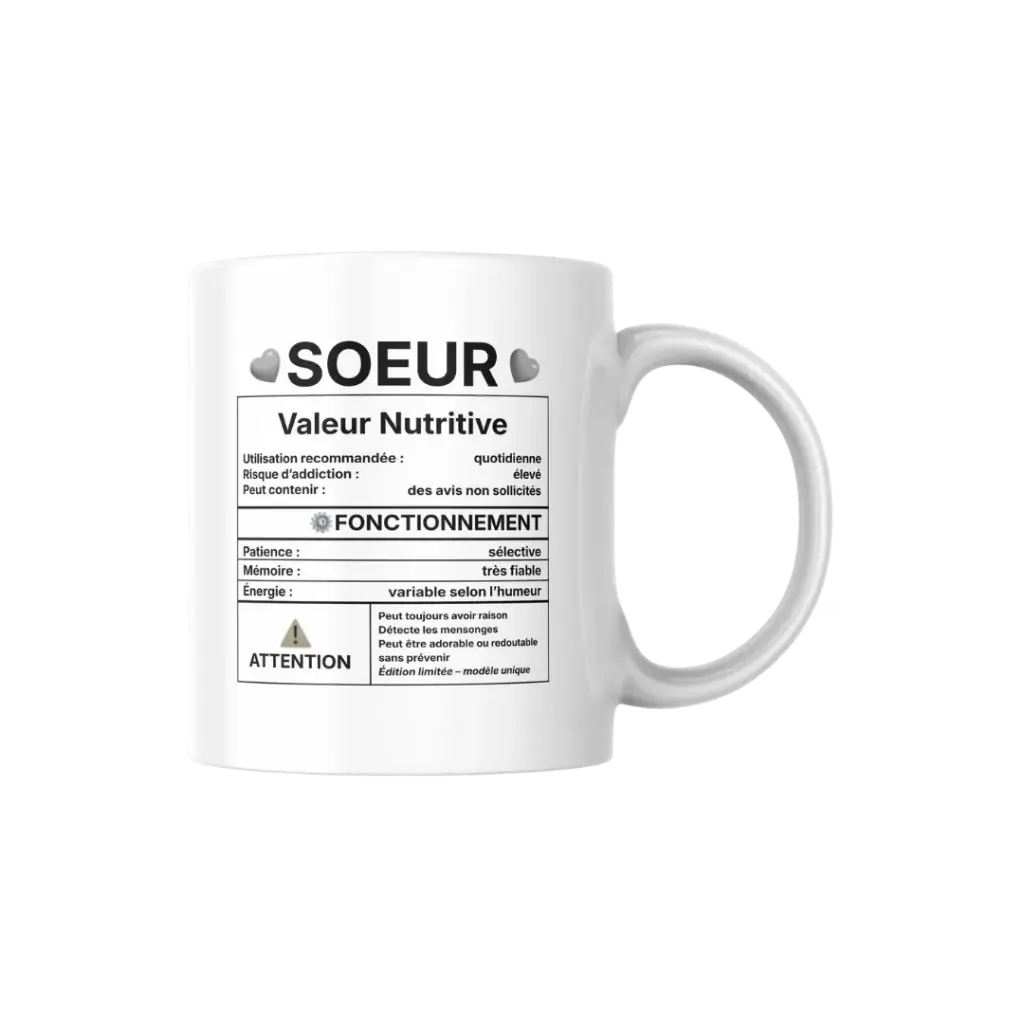 白色马克杯 8.8 X 8.7 “Soeur”