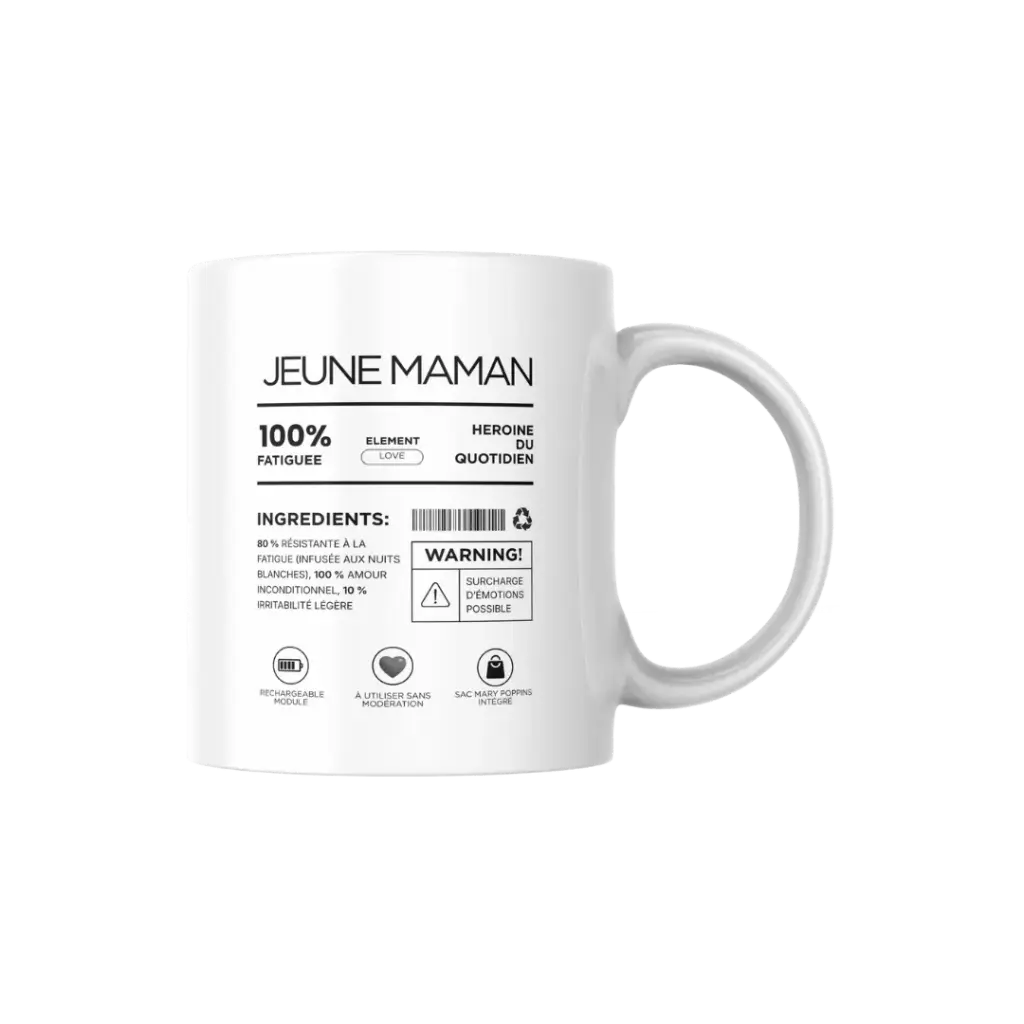 White Mug 8.8 X 8.7 "Jeune Maman"