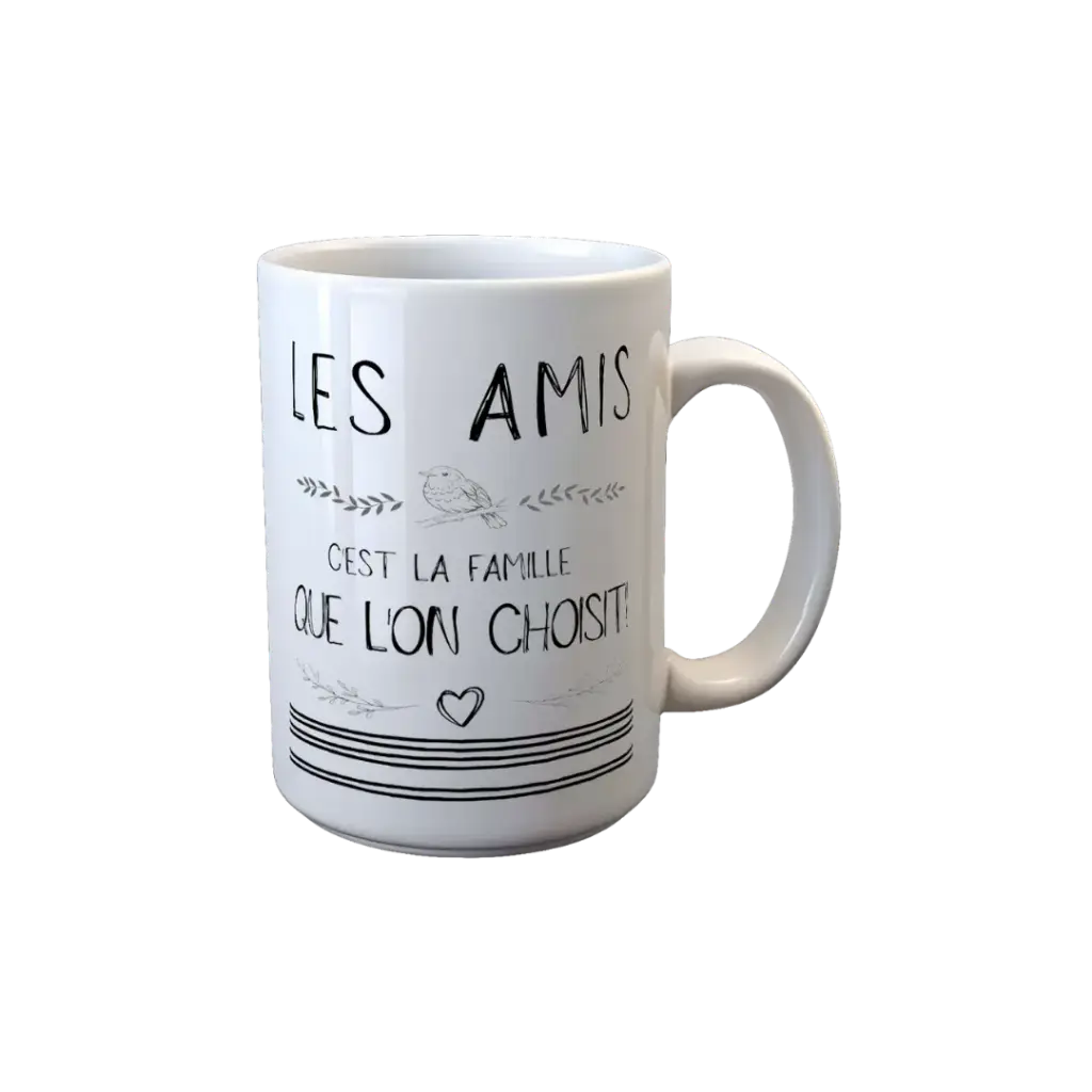 White Mug 8.2 X 12.3 "Les Amis"