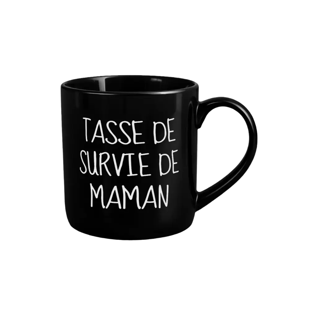 Mug Noir 8,8 X 9,2 "Tasse De Survie De Maman"