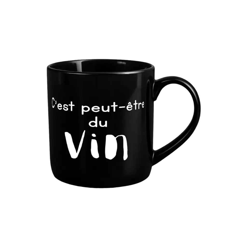 Mug Noir 8,8 X 9,2 "C'est Peut-être Du Vin"