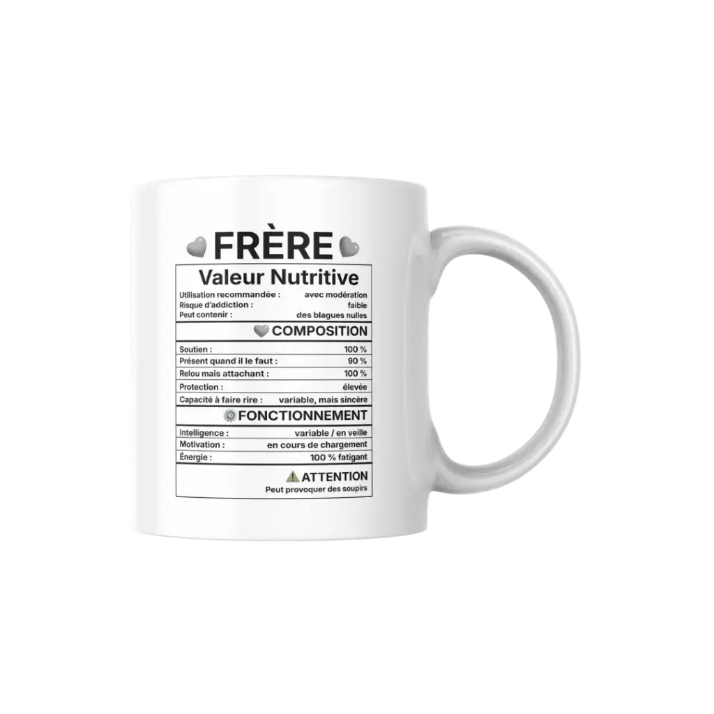 White Mug 8.8 X 8.7 "Frère" 