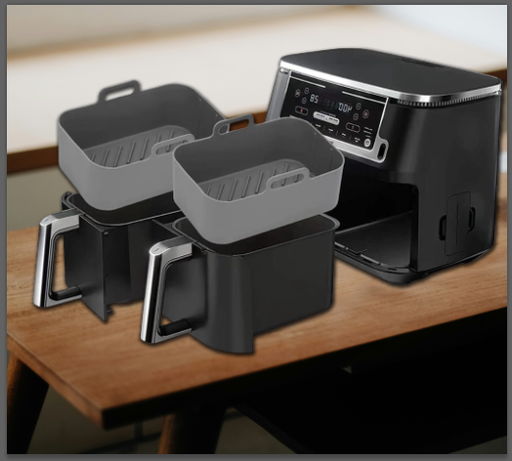 [3931SALS] Revêtement carré en silicone pour friteuse à air (paquet de 2 pièces)