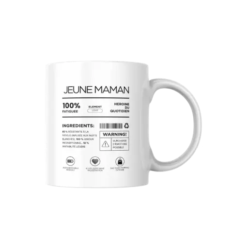 [3911950814] Mug Blanc 8,8 X 8,7 "Jeune Maman"