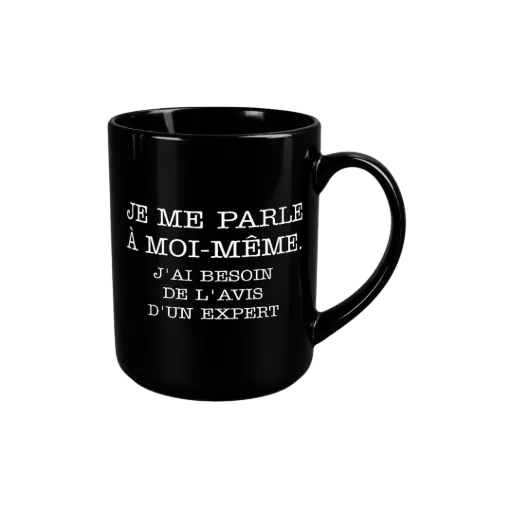 [3911821211] Mug Noir 8,2 X 12,3 "Je Me Parle A Moi-même"