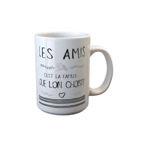 [3911128212] White Mug 8.2 X 12.3 "Les Amis"