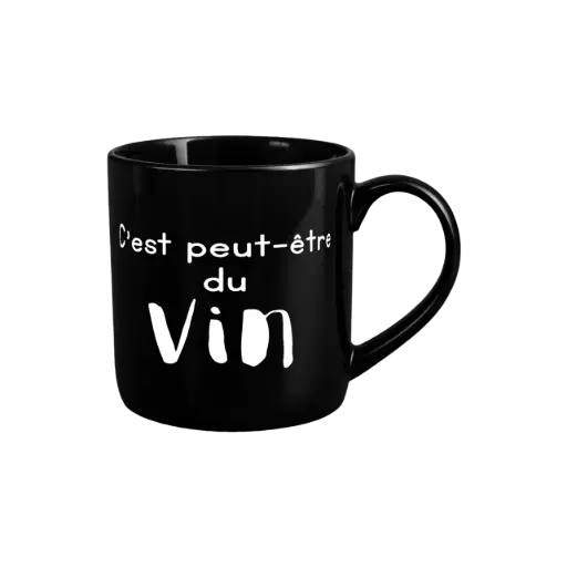 [3911889212] Mug Noir 8,8 X 9,2 "C'est Peut-être Du Vin"